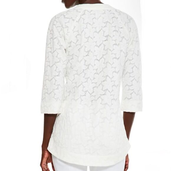 NIC+ZOE Petal Lace Top Paper White Women’s Size PP (0P/2P) - Picture 3 of 10